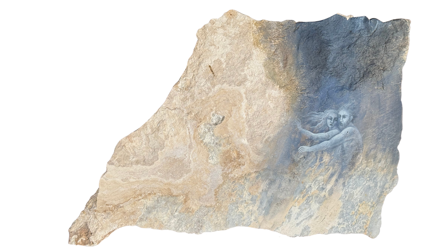 Lucia Maya – Marmol 4 Pareja en el vacio / Óleo sobre marmol – 48 x 31 cm – 1/1