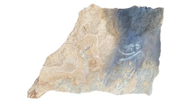 Lucia Maya – Marmol 4 Pareja en el vacio / Óleo sobre marmol – 48 x 31 cm – 1/1