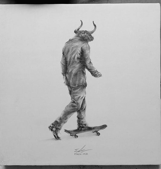 Lote 01: Eden Mir - MINOSKATO / Grafito sobre madera. - 20 x 20 cm