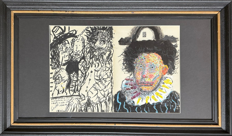 Sinohe Villegas – Autorretrato con Rembrandt y saskia / Mixta sobre papel – 50 x 35 cm – 1/1