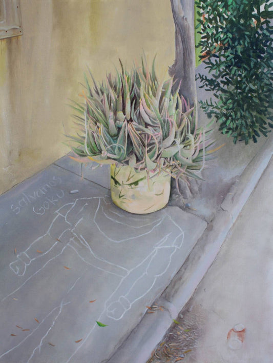 Lote 59: Cesar Ramirez - Este hogar es católico / Óleo sobre tela  - 60 x 45 cm