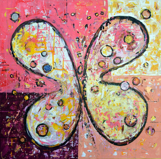 Lote 58: Juan Zufiaur - Mariposa / Mixta sobre tela - 110 x 110 cm
