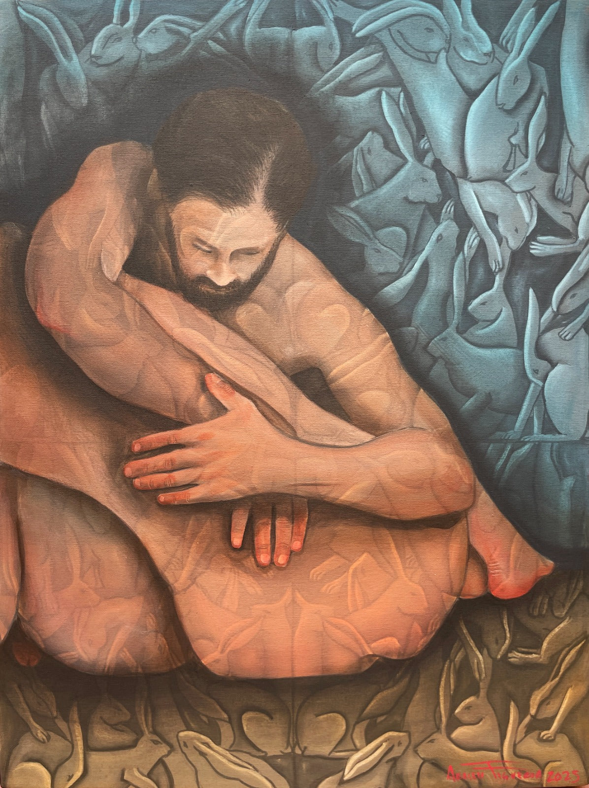 Lote AD3 / Araceli Figueroa - Nido de Conejos / Acrílico sobre tela - 80 x 60 cm