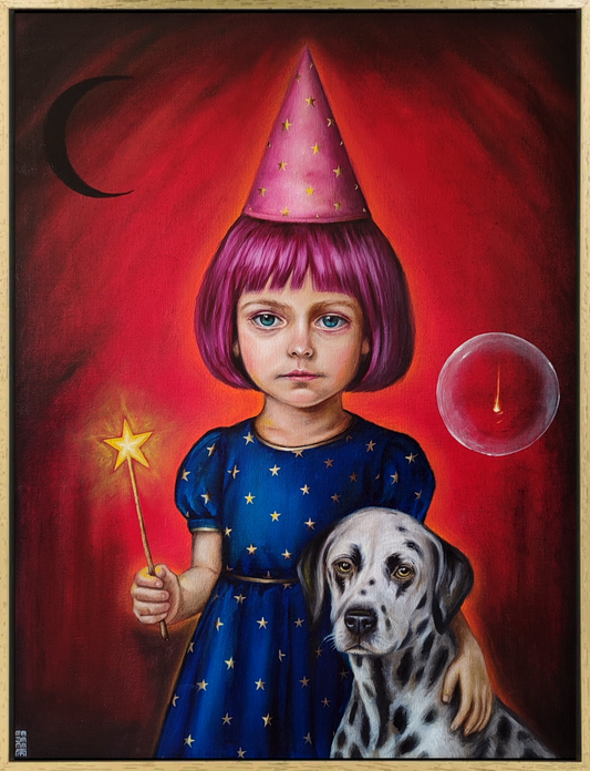 Lote 19: Antonio Fajama - La niña nahualli / Óleo sobre tela  - 90 x 70 cm
