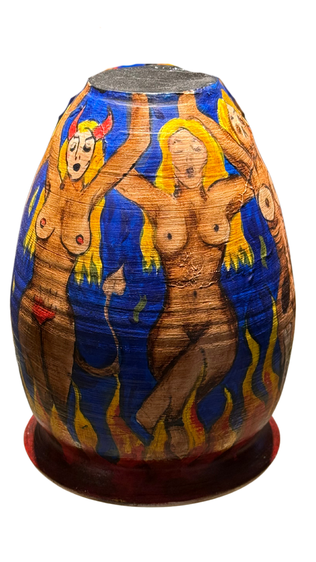 Esteban Arévalo – Ninfas / Óleo sobre Jarro de barro – 18 x 12 cm – 1/1