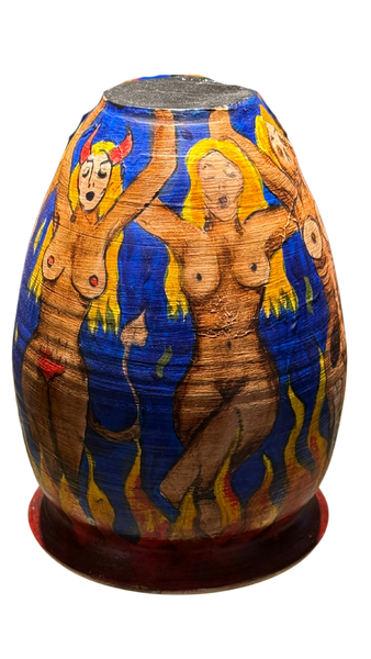 Esteban Arévalo – Ninfas / Óleo sobre Jarro de barro – 18 x 12 cm – 1/1