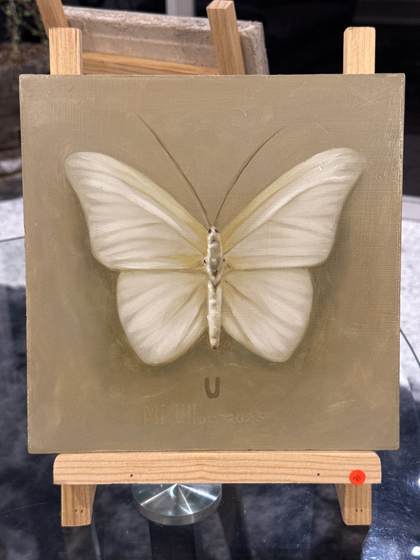 Moises Ulloa - Recuerdo IV / Mixta sobre mosaico vintage historico - 26 x 26 cm