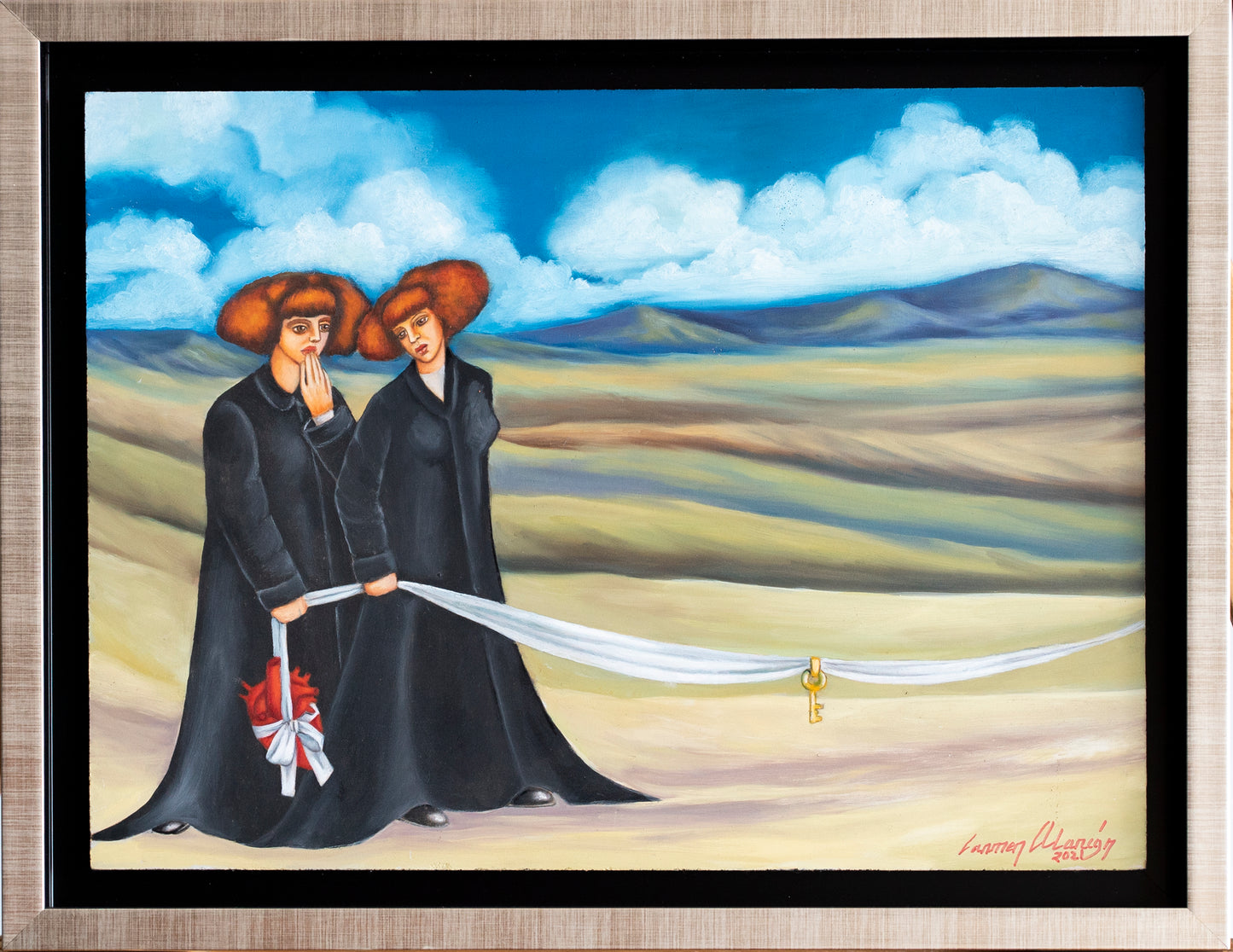 Lote 28 - Carmen Alarcon - Corazón prisionero / Óleo sobre tablero - 30 x 40 cm