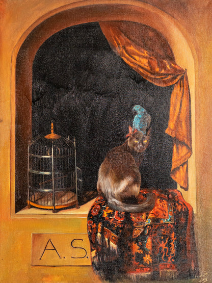 Anastasia Sergeevna – Gato con perico / Óleo sobre tela – 60 x 80 cm – 1/1