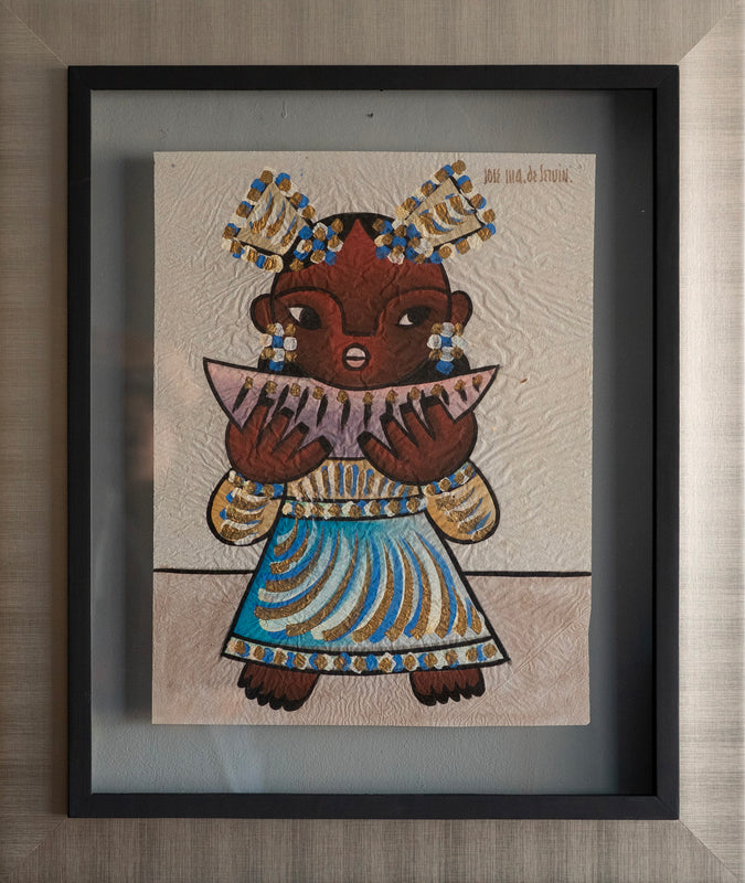 José Maria Servin  - Niña con sandía / Acrílico sobre papel - 38 x 49 cm