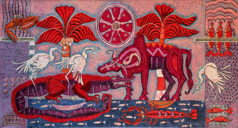 Ixrael Montes - Hábitat de lagarto / Mixografia sobre papel - 146 x 74 cm