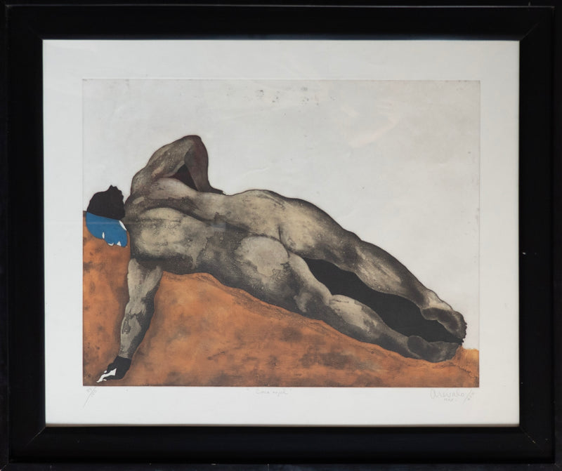 Javier Arévalo - Cara azul / Grabado sobre papel - 100 x 78 cm