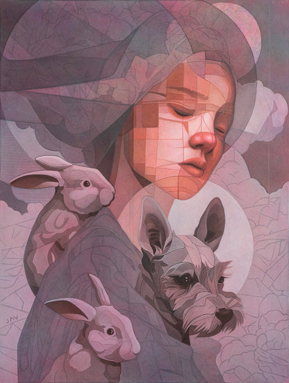 Javier Uribe – Conejos en el cielo / Mixta sobre tela – 70 x 90 cm – 1/1