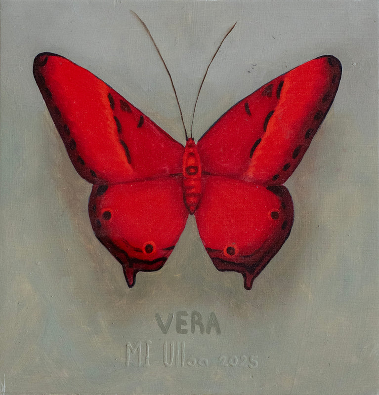 Moises Ulloa – Recuerdo II (Rojo) / Mixta sobre mosaico vintage histórico – 26 x 26 cm – 1/1
