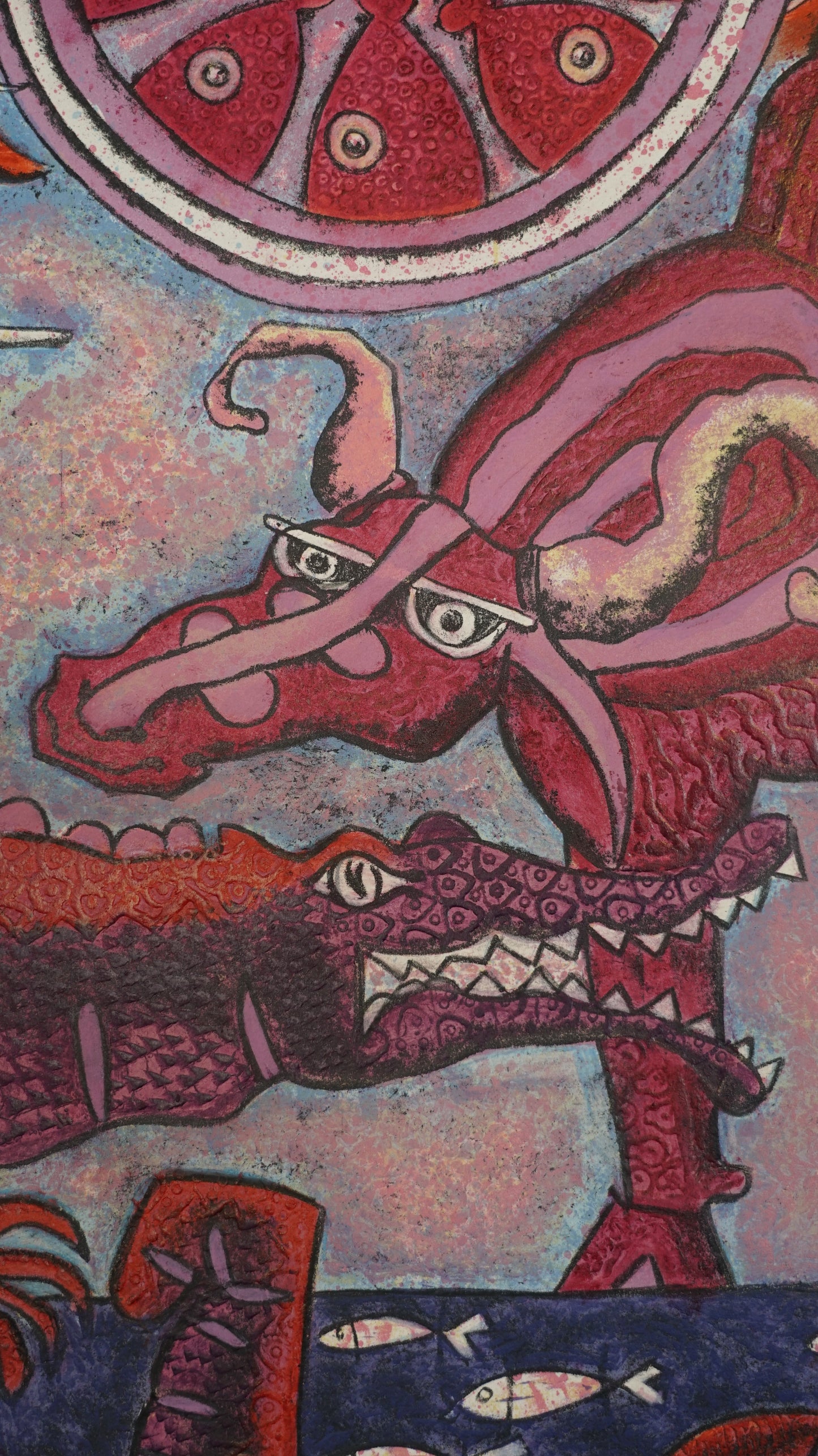 Ixrael Montes - Hábitat de lagarto / Mixografia sobre papel - 146 x 74 cm - 1/1