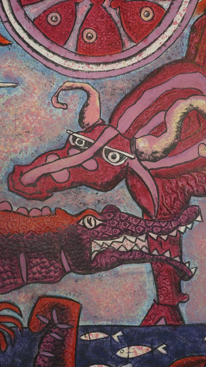Ixrael Montes - Hábitat de lagarto / Mixografia sobre papel - 146 x 74 cm - 1/1