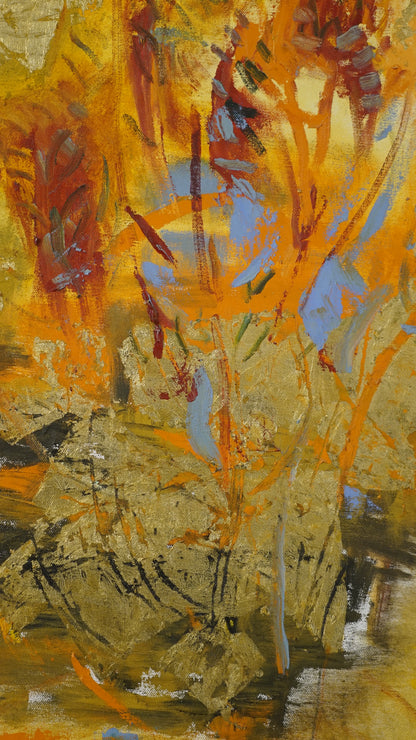 Marlinde Von Ruhs - Otoño / Óleo y hoja de oro sobre tela - 60 x 120 cm - 1/1