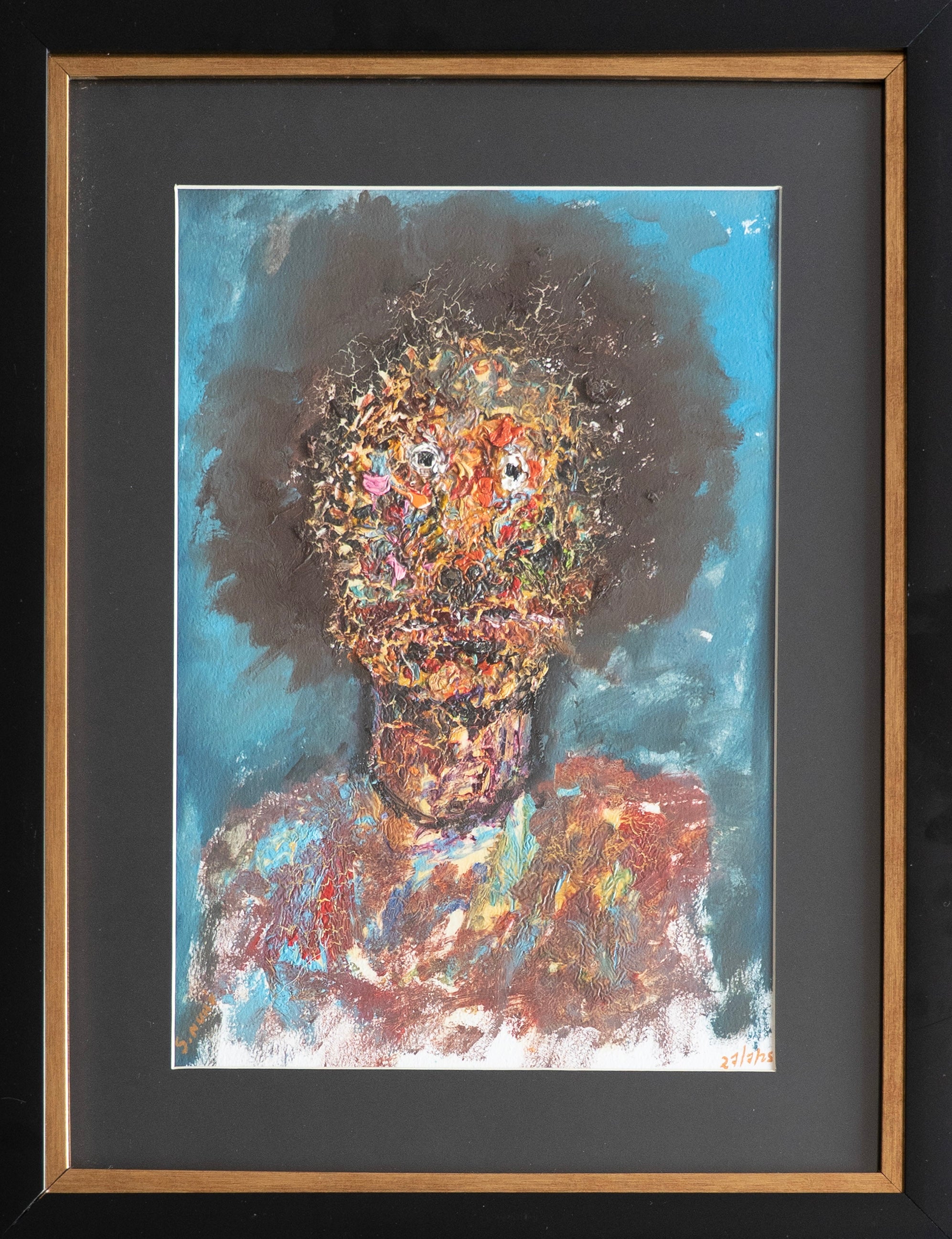 Sinuhe Villegas – ST. Ojos blancos cara abstracta  / Oleo  sobre - – 33 x 48 cm – 1/7