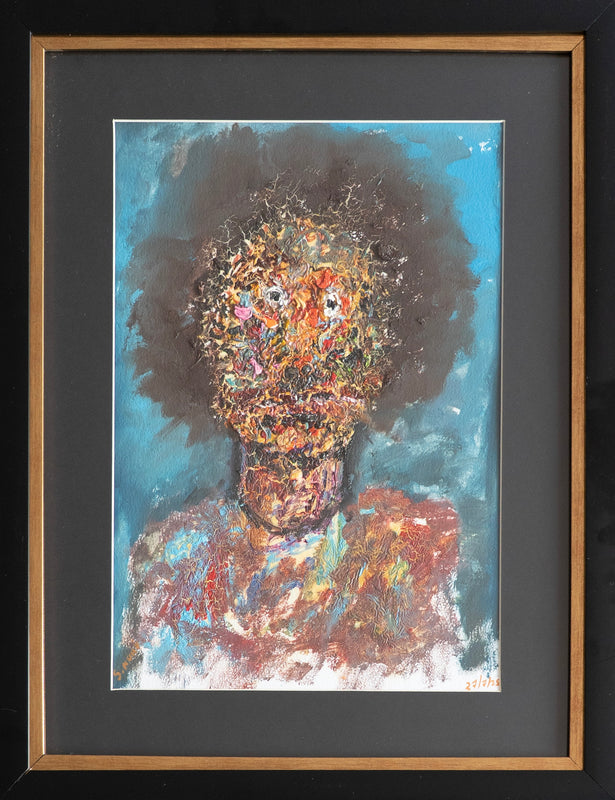 Sinuhe Villegas – ST. Ojos blancos cara abstracta  / Oleo  sobre - – 33 x 48 cm – 1/7