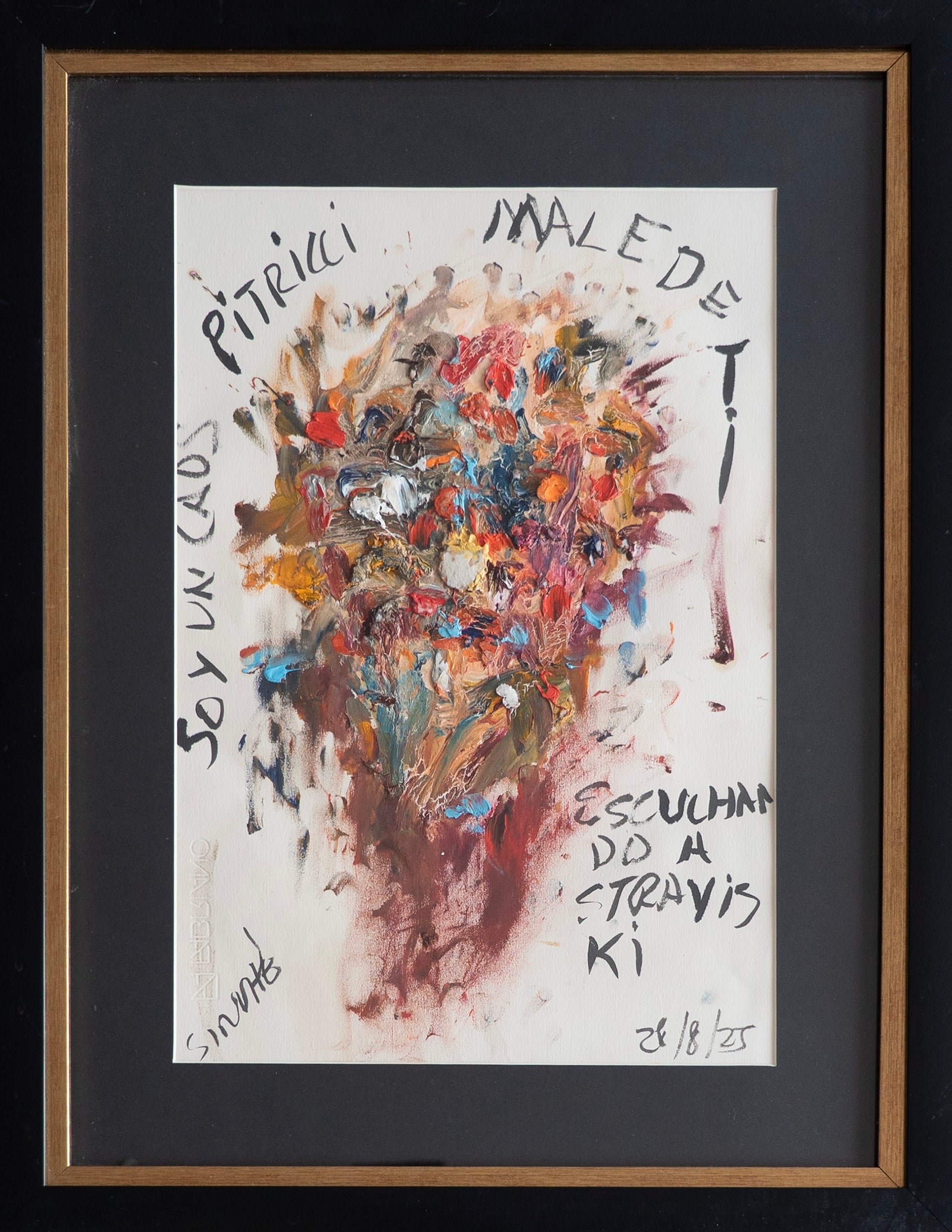 Sinuhe Villegas – ST. Soy un caos escuchando straviski / Oleo  sobre - – 33 x 48 cm – 1/7