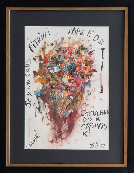 Sinuhe Villegas – ST. Soy un caos escuchando straviski / Oleo  sobre - – 33 x 48 cm – 1/7