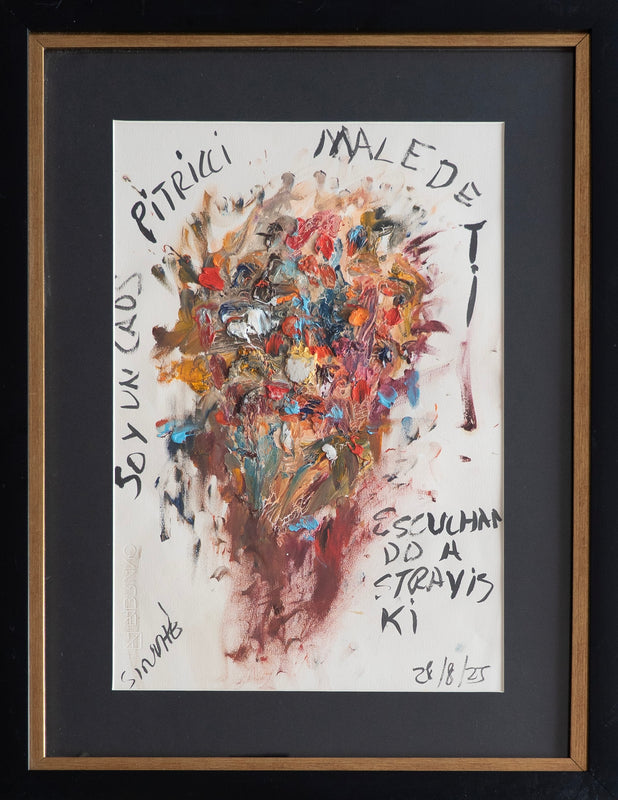 Sinuhe Villegas – ST. Soy un caos escuchando straviski / Oleo  sobre - – 33 x 48 cm – 1/7