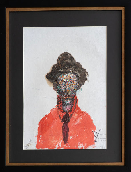Sinuhe Villegas – ST. Camisa roja corbata negra. / Oleo  sobre - – 33 x 48 cm – 1/7