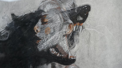 Carlos Larracilla - La bestia que somos / Acrilico, carboncillo, lapiz sobre papel  - 76 x 56 cm