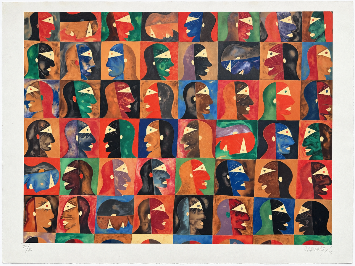 Javier Arevalo  – Caras y mas caras  / grabados  sobre papel – 78 x 98 cm – 70/80