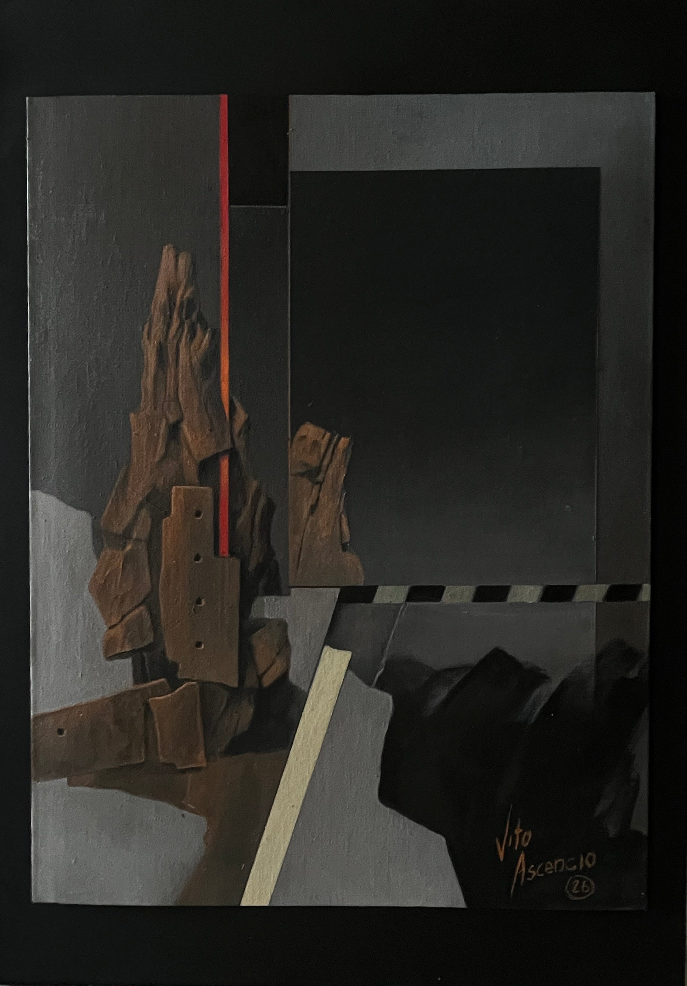 Vito Ascencio - Corazon de Piedra / Acrilico sobre tela - 45 x 35 cm