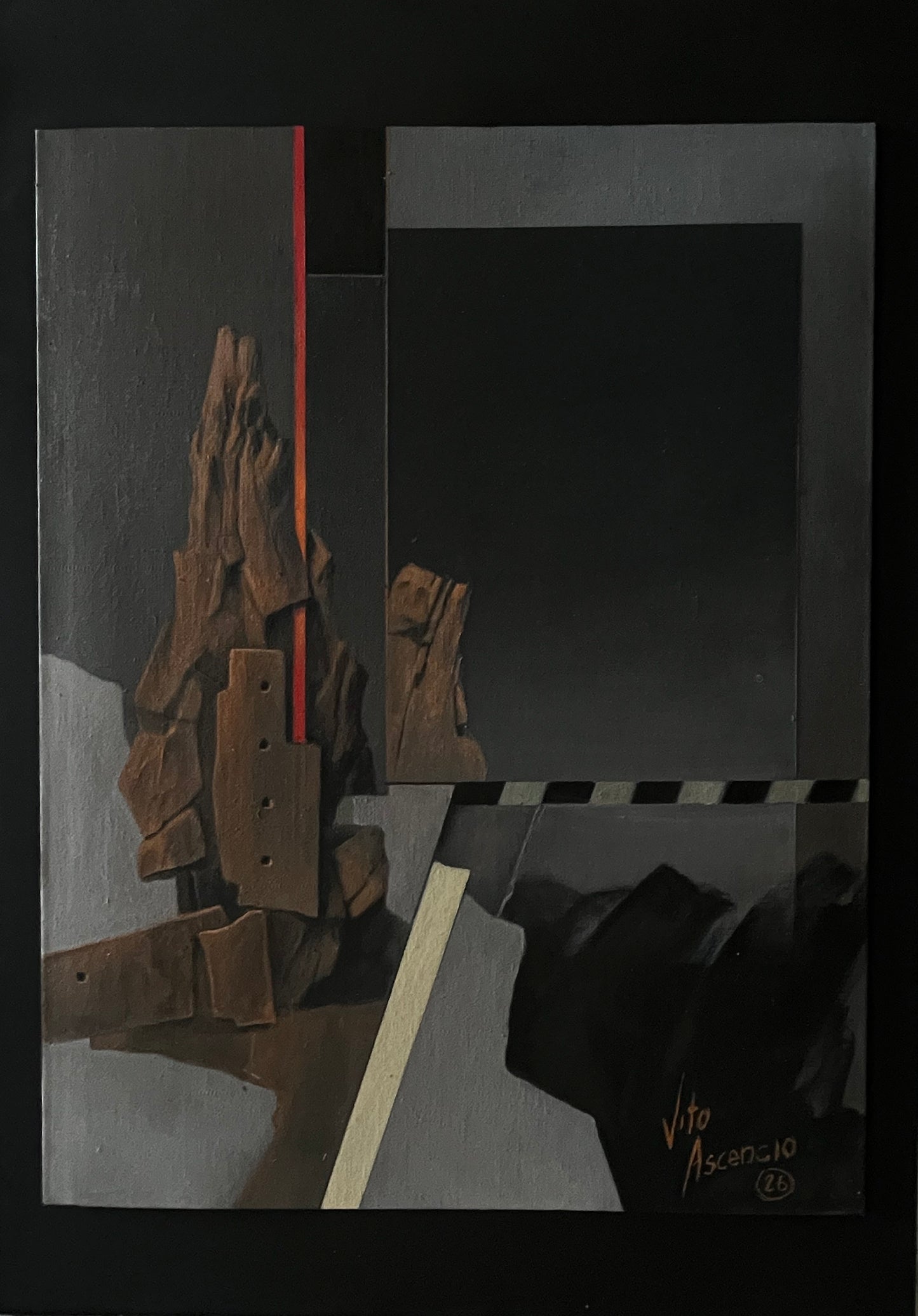 Vito Ascencio - Corazon de Piedra / Acrilico sobre tela - 45 x 35 cm