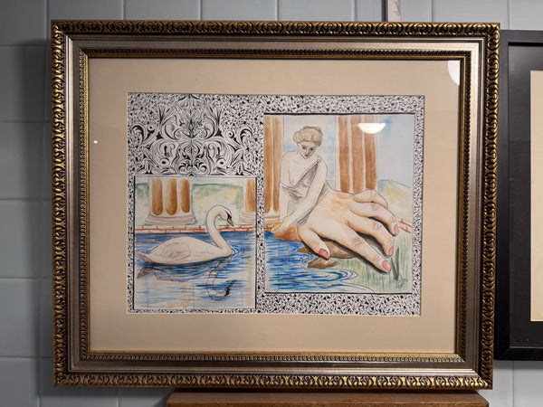 Alex Maravilla – El cisne y la sirena / Acuarela y rotulador sobre papel sobre papel – 40 x 30 cm – 1/1