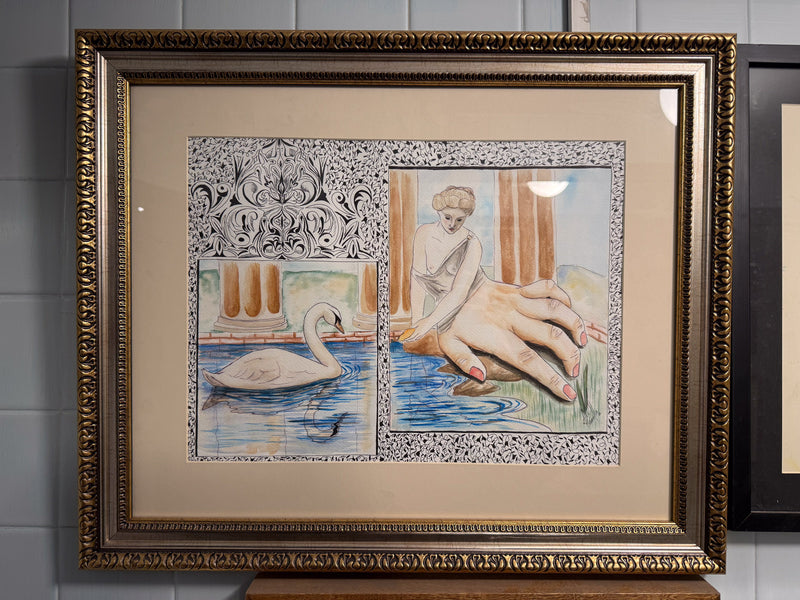 Alex Maravilla – El cisne y la sirena / Acuarela y rotulador sobre papel sobre papel – 40 x 30 cm – 1/1