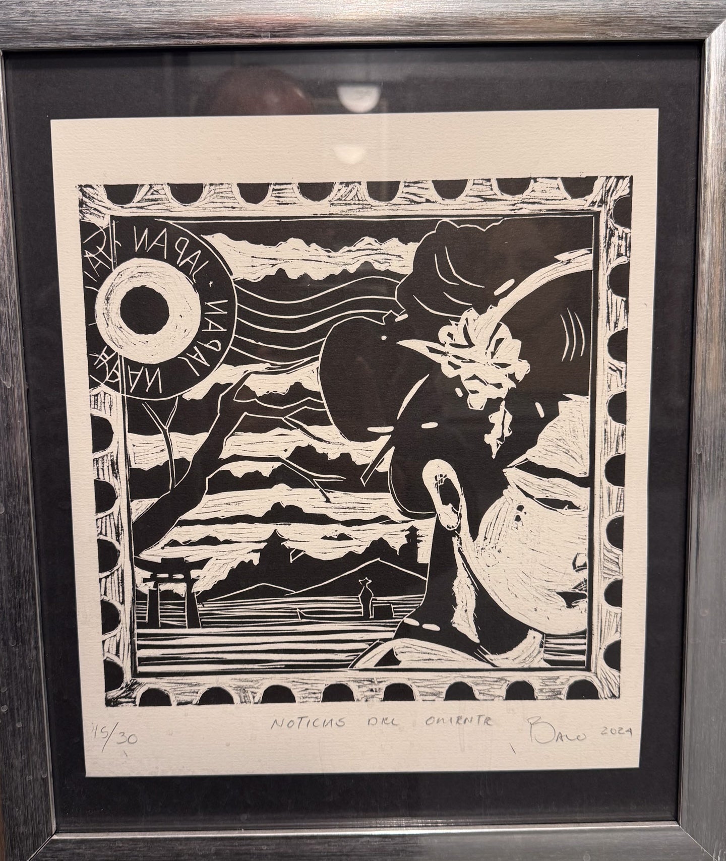 Balo Pulido – Noticias de Oriente / Linograbado sobre papel – 31 x 37 cm – 15/30