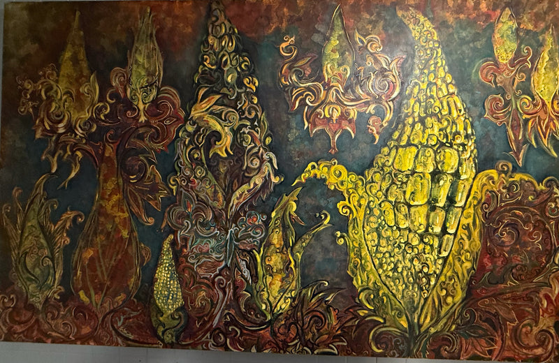 Antonio de la muela – Bodegón de elotes / Óleo sobre tela – 200 x 125 cm – 1/1