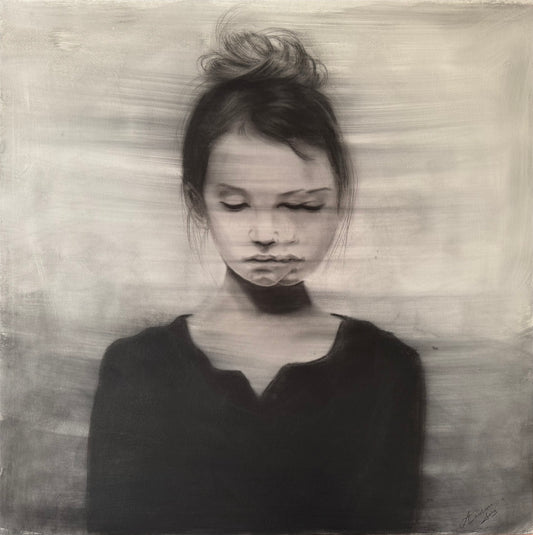 19 / Anastasia Sergeevna - El paso del tiempo / Carboncillo sobre Tela - 80 x 80 cm