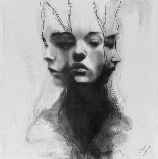 03 / Anastasia Sergeevna - Ánima gris / Carboncillo sobre Tela - 80 x 80 cm