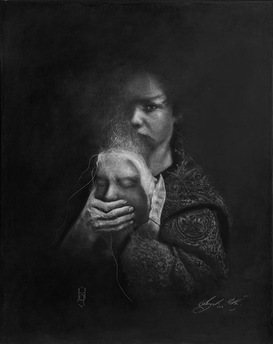 23 / Angelo Gutiérrez - Ego falaz / Carboncillo sobre madera - 100 x 80 cm