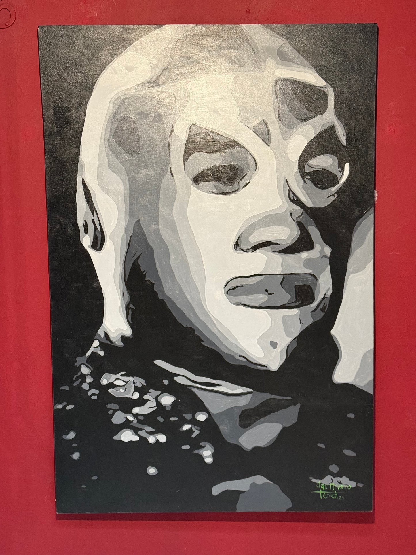 Adan Navarro Tenoch – Simbolos "El Santo" / Mixta  sobre tela – 110 x 160 cm – 1/1