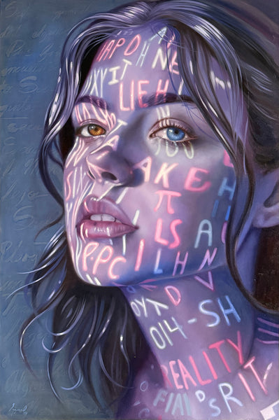 Rosario Lazcano – Mensajes codificados / Óleo sobre tela – 100 x 150 cm – 1/1