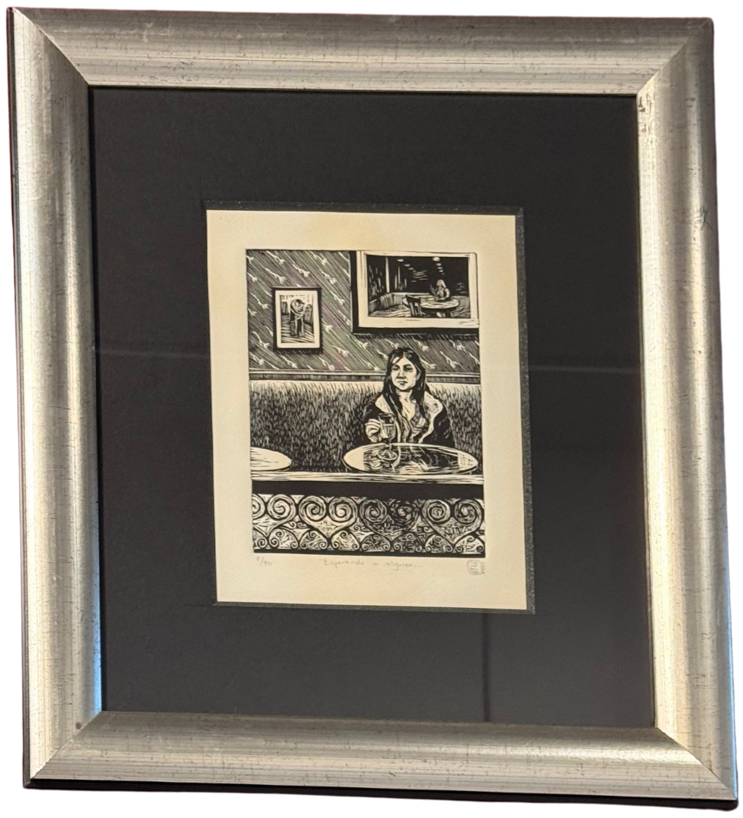 Marina Pallares - Esperando a alguien / Linóleo - 20 x 15 cm