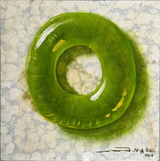LOTE 012 / Jorge de la Cruz - Green / Óleo sobre mosaico vintage histórico - 26 x 26 cm