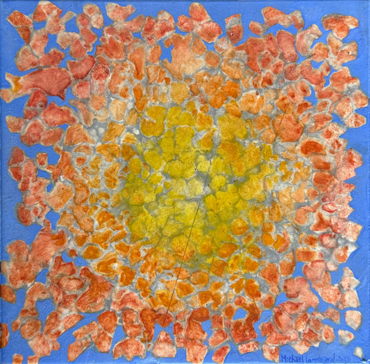 LOTE 125 / Mike Lombard - Afuera / Mixta sobre mosaico vintage histórico - 26 x 26 cm