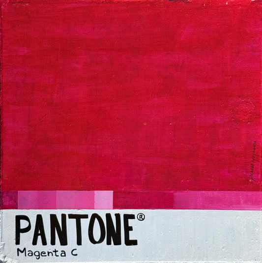 Ricardo Mejorada - Magenta C / Acrílico sobre mosaico vintage historico - 26 x 26 cm