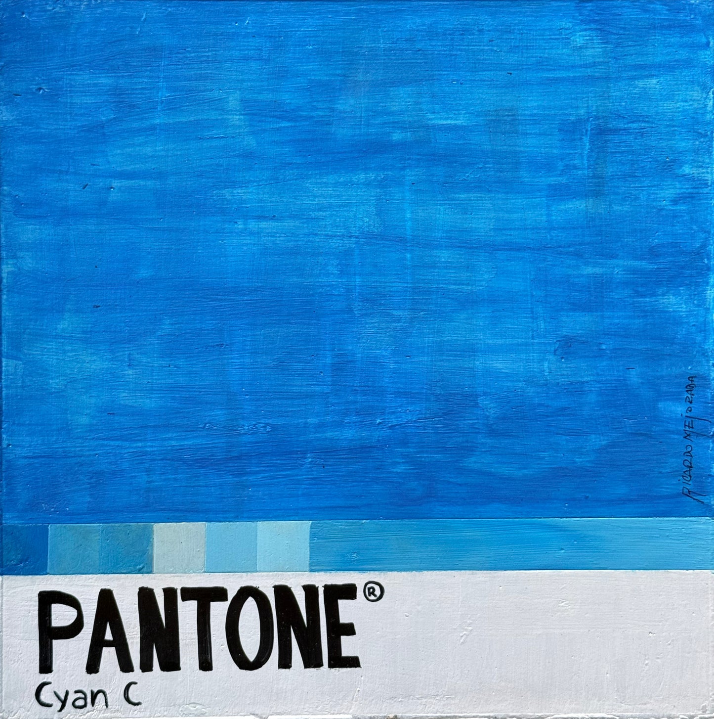 LOTE 013 / Ricardo Mejorada - Cyan C / Acrílico sobre mosaico vintage histórico - 26 x 26 cm