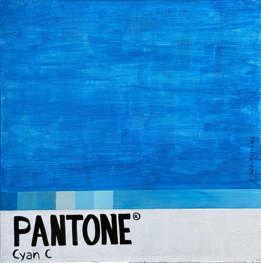 LOTE 013 / Ricardo Mejorada - Cyan C / Acrílico sobre mosaico vintage histórico - 26 x 26 cm