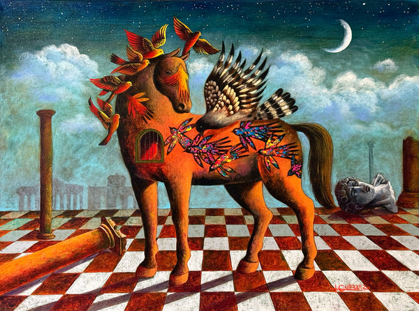 Ignacio Guerrero – La plaza del ultimo vuelo / Acrílico sobre tela – 80 x 60 cm – 1/1