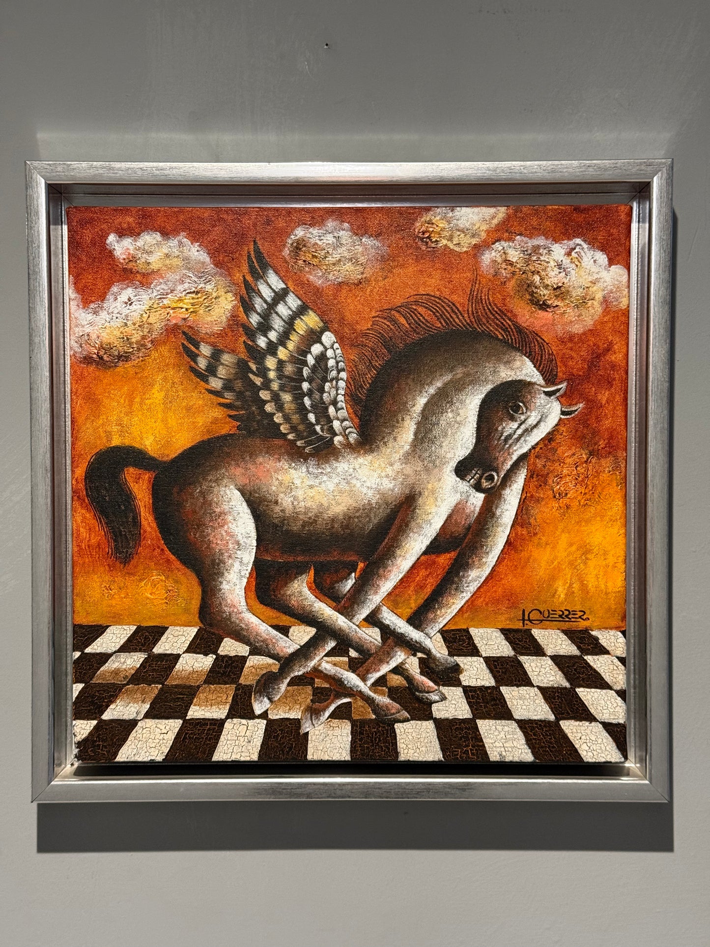 Ignacio Guerrero – Pegaso atrabancado (De la serie caballitos de ensueño) / Acrílico sobre tela – 40 x 40 cm – 1/1