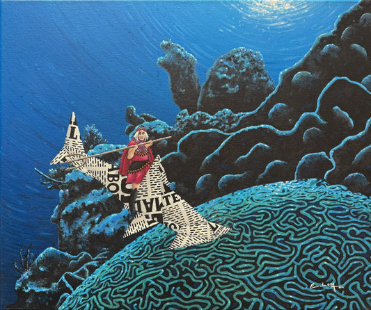 Lote 46 - Enrique Loza - Tritón No.3 (De la serie "Guerreros Mágicos") / Acrílico sobre tela - 50 x 60 cm