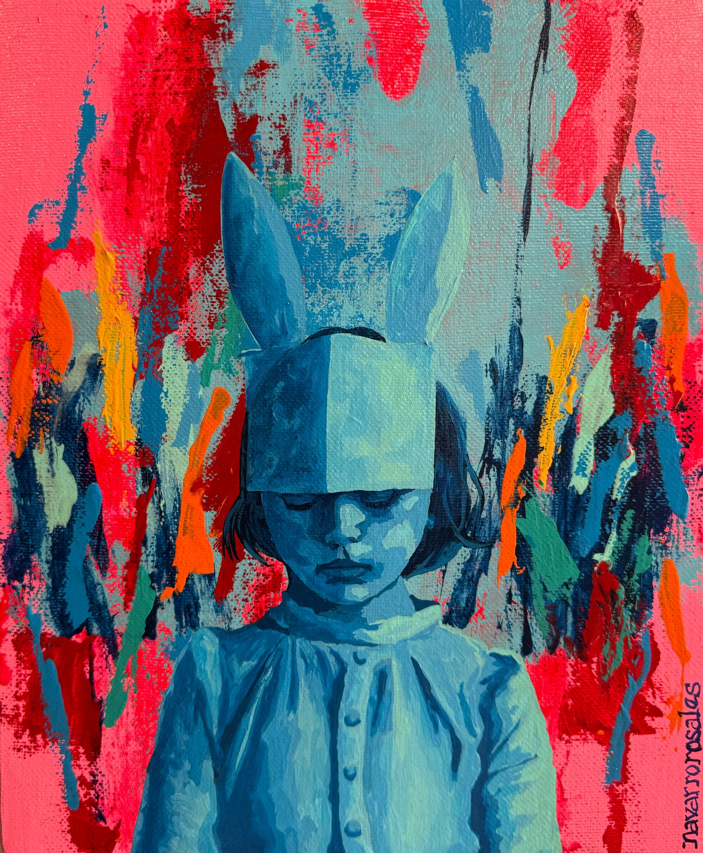 Lote 04 - Mario Navarro - Bullying / Acrilico sobre tela - 30 x 25 cm